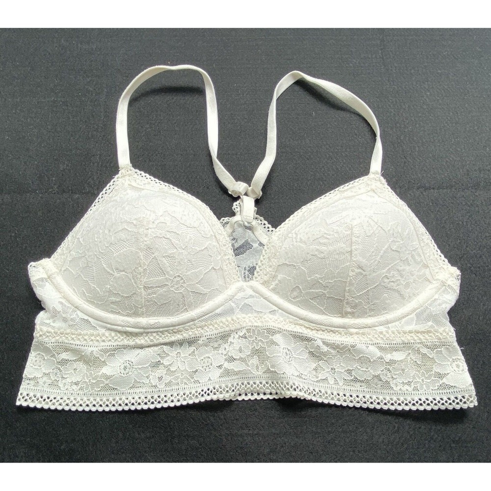 VICTORIA'S SECRET Pullover Racerback Adjustable Strap Bralette Sz S White 36-5